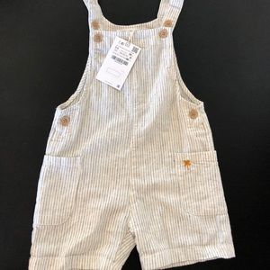 Zara Baby Kids Linen Overalls  2-3 Black Stripe